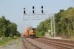 CSX 898 under a cantilever signal bridge